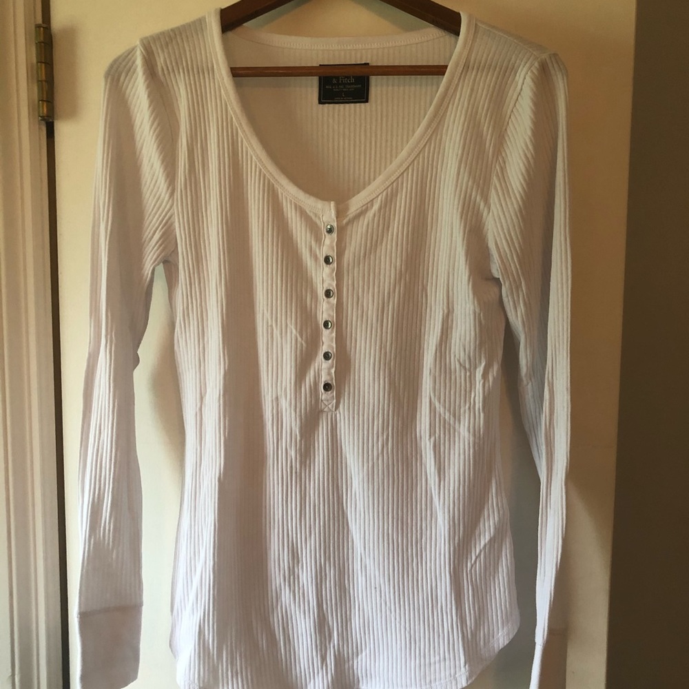 Abercrombie & Fitch Henley white long sleeve shirt